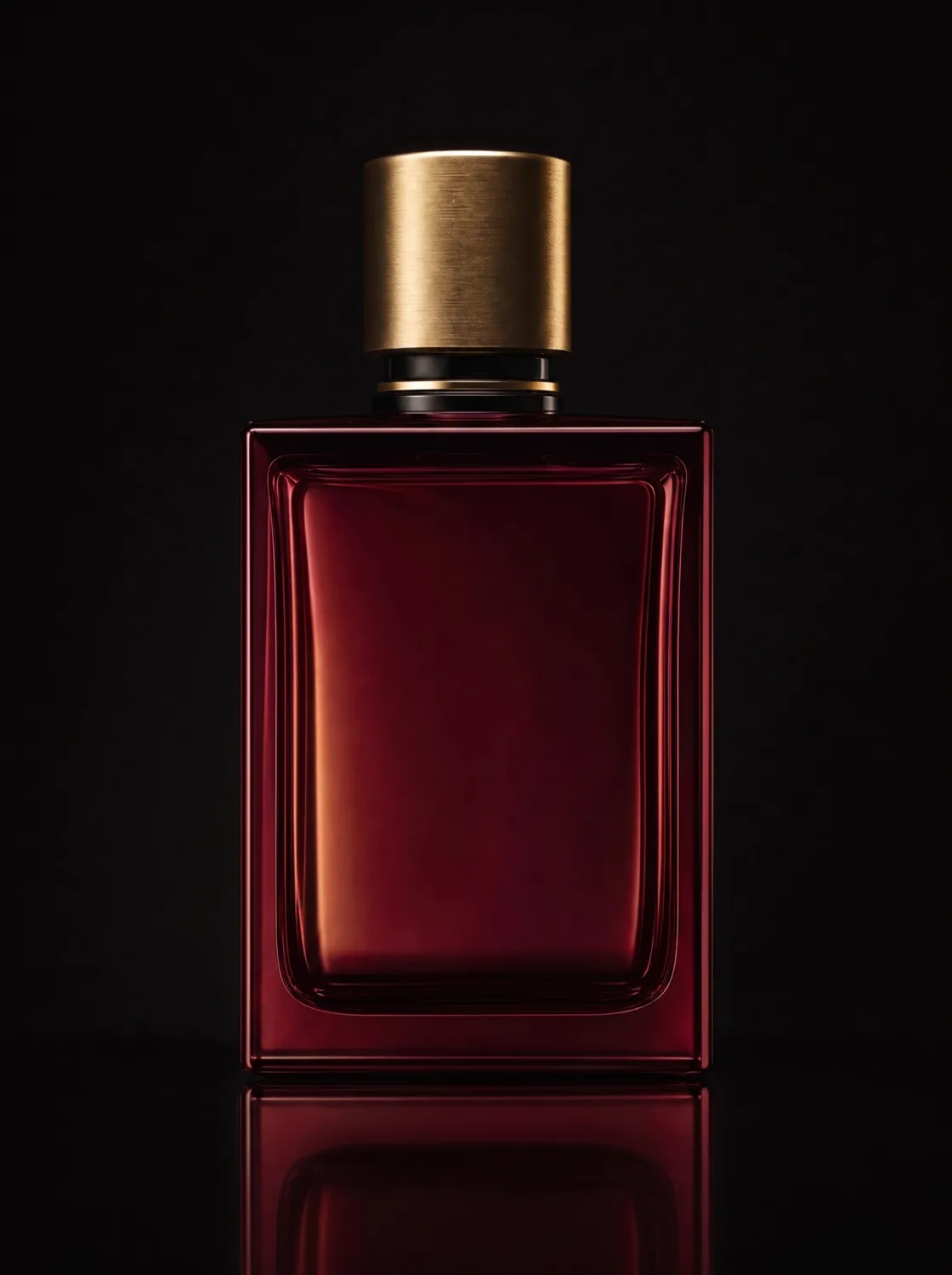 Parfumflakon aus rubinrotem Glas mit Goldverschluss