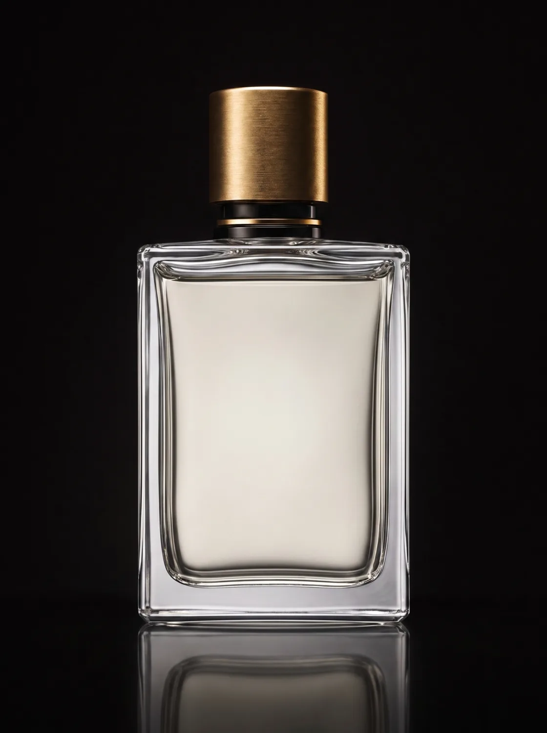 Parfumflakon aus klarem Kristallglas mit Goldverschluss