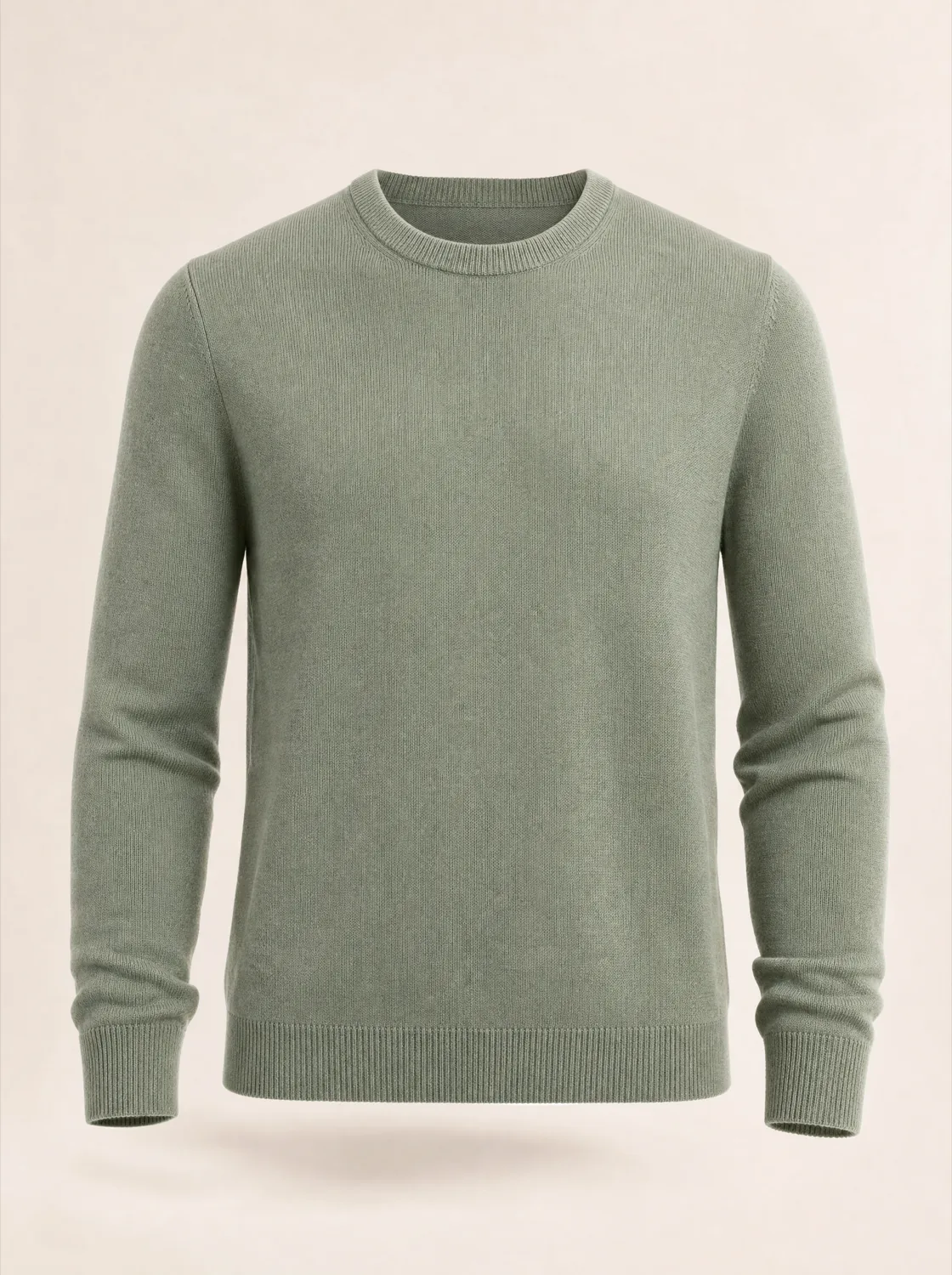 Grüner Merino-Rundhalspullover