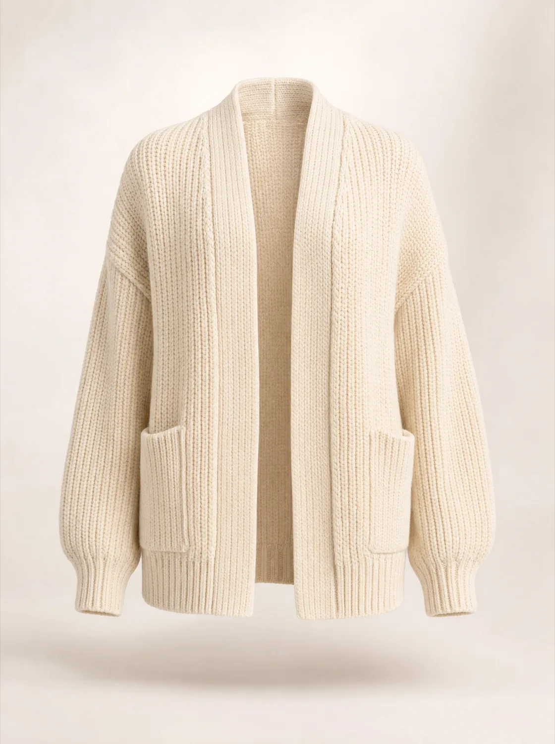 Cremefarbener Grobstrick-Cardigan