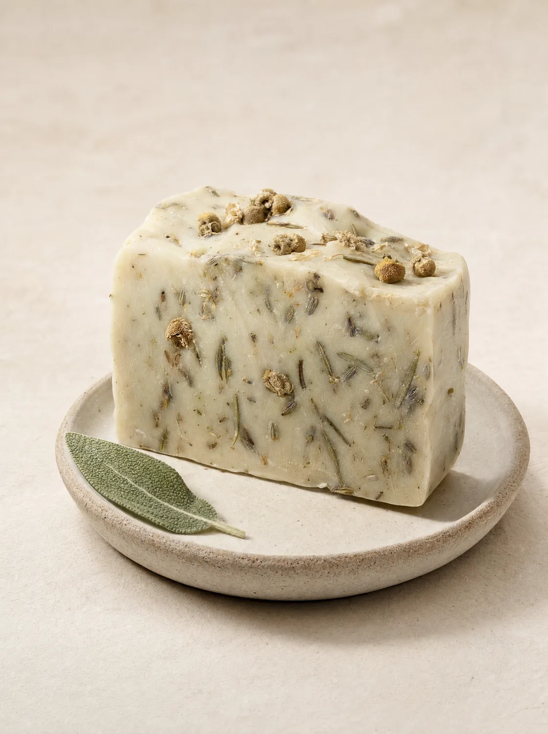 Handgeschöpfte Seife mit botanischem Muster